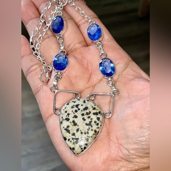 Spotty Dalmation Jasper Pendant Necklace - Picture 3 of 12